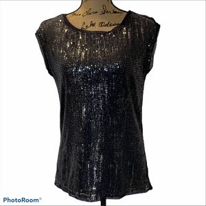 Ann Taylor Loft Sequined Front Sleeveless Top